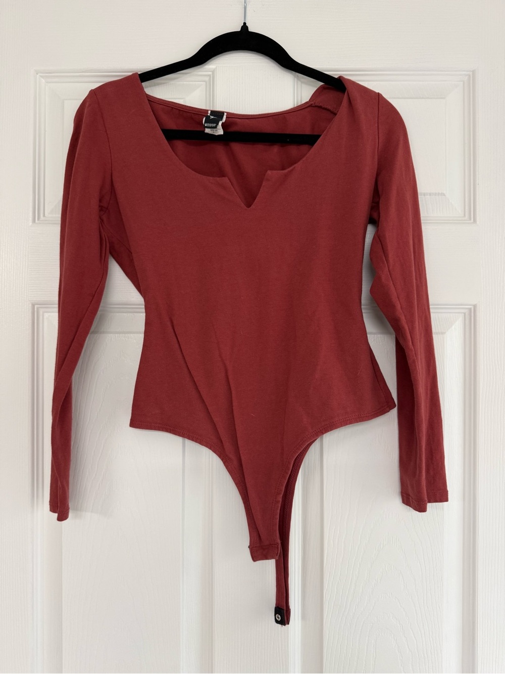Windsor Rust Red Long-Sleeve V-Notch Bodysuit